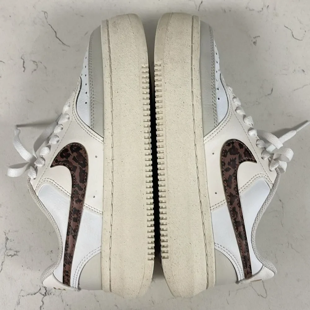 Nike Court Vision Alta Platform Shoes White Leopard DO2791 100 Women Size 8.5
